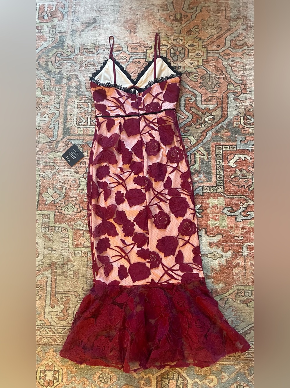 Lulus Burgundy Floral Lace Mermaid Dress - Picture 5 of 6